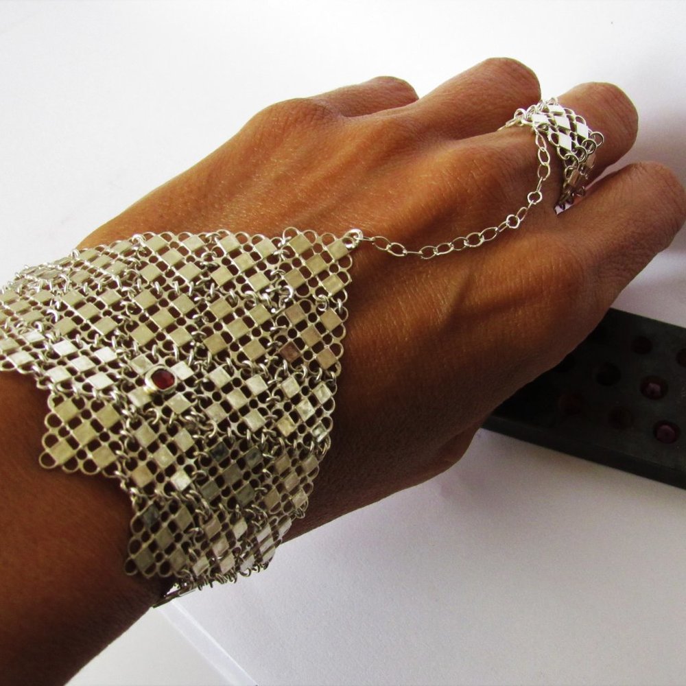 Sterling Silver filigree bracelet and ring.